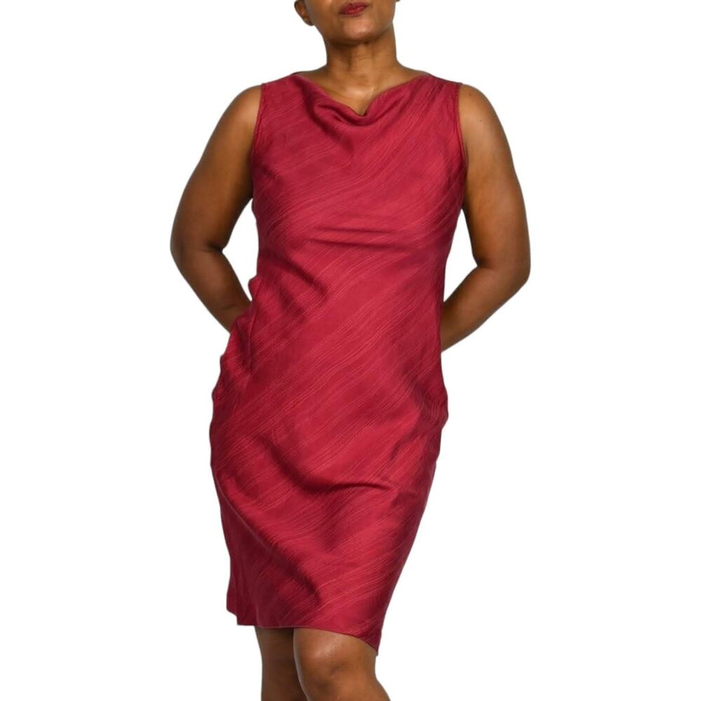 Armani Exchange Slip Dress Red Bias Silk Cowl Neck Sleeveless Sheath Y2K Size 2